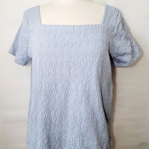 Lucky Brand Blue Textured Top Shirt Medium